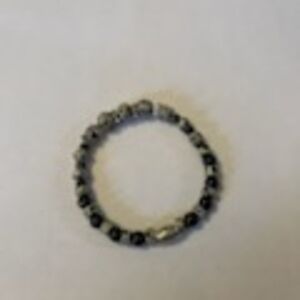 Jelly's Jewelry and Boutique Handcrafted Black/Gray/Silver Beaded Bracelet